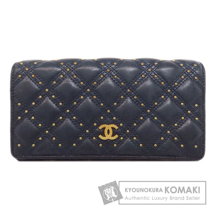 CHANEL Studs COCO Mark GoldHardware Long wallet (with coin pocket) Lambskin Ladies [Used]