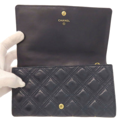 CHANEL Studs COCO Mark GoldHardware Long wallet (with coin pocket) Lambskin Ladies [Used]