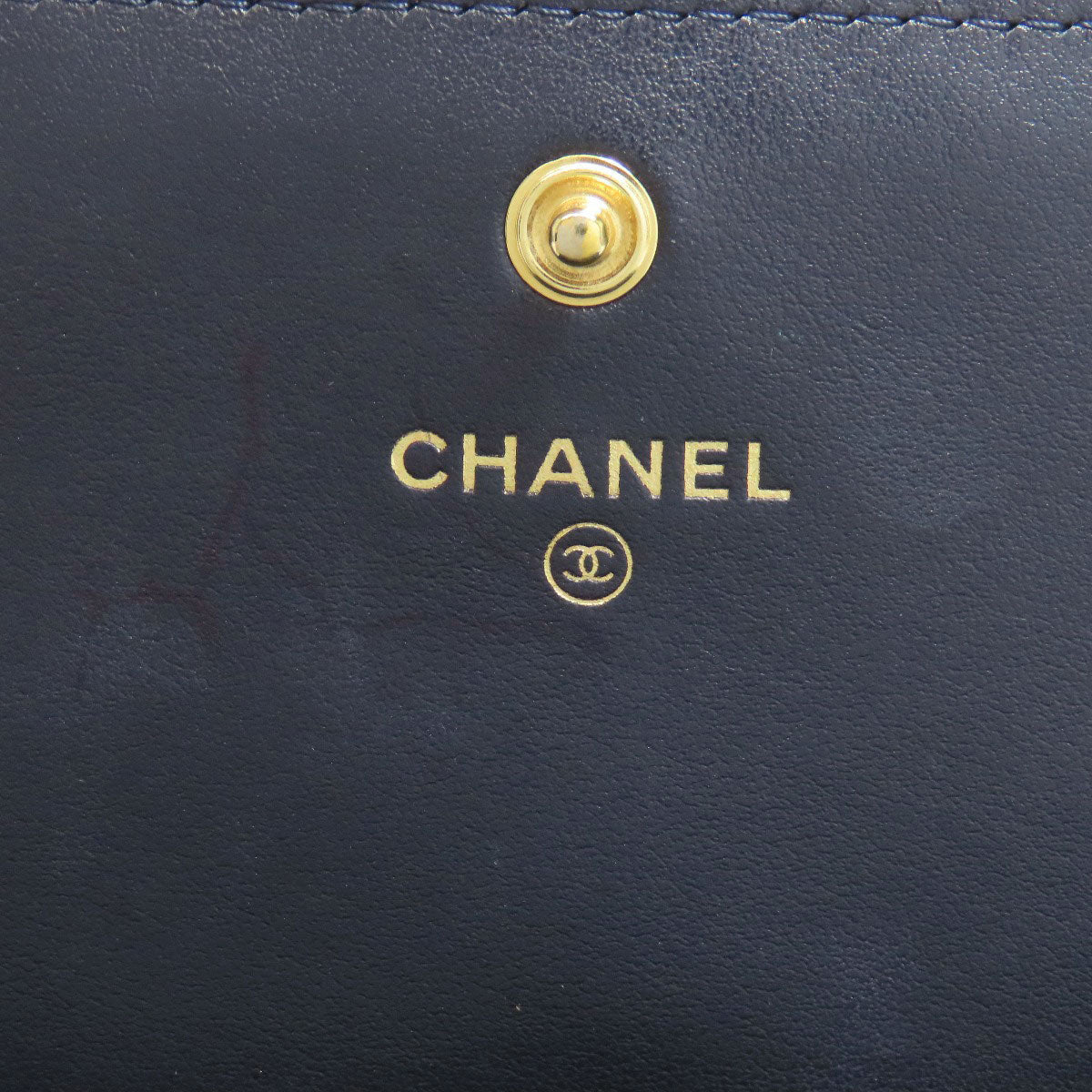 CHANEL Studs COCO Mark GoldHardware Long wallet (with coin pocket) Lambskin Ladies [Used]