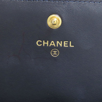 CHANEL Studs COCO Mark GoldHardware Long wallet (with coin pocket) Lambskin Ladies [Used]