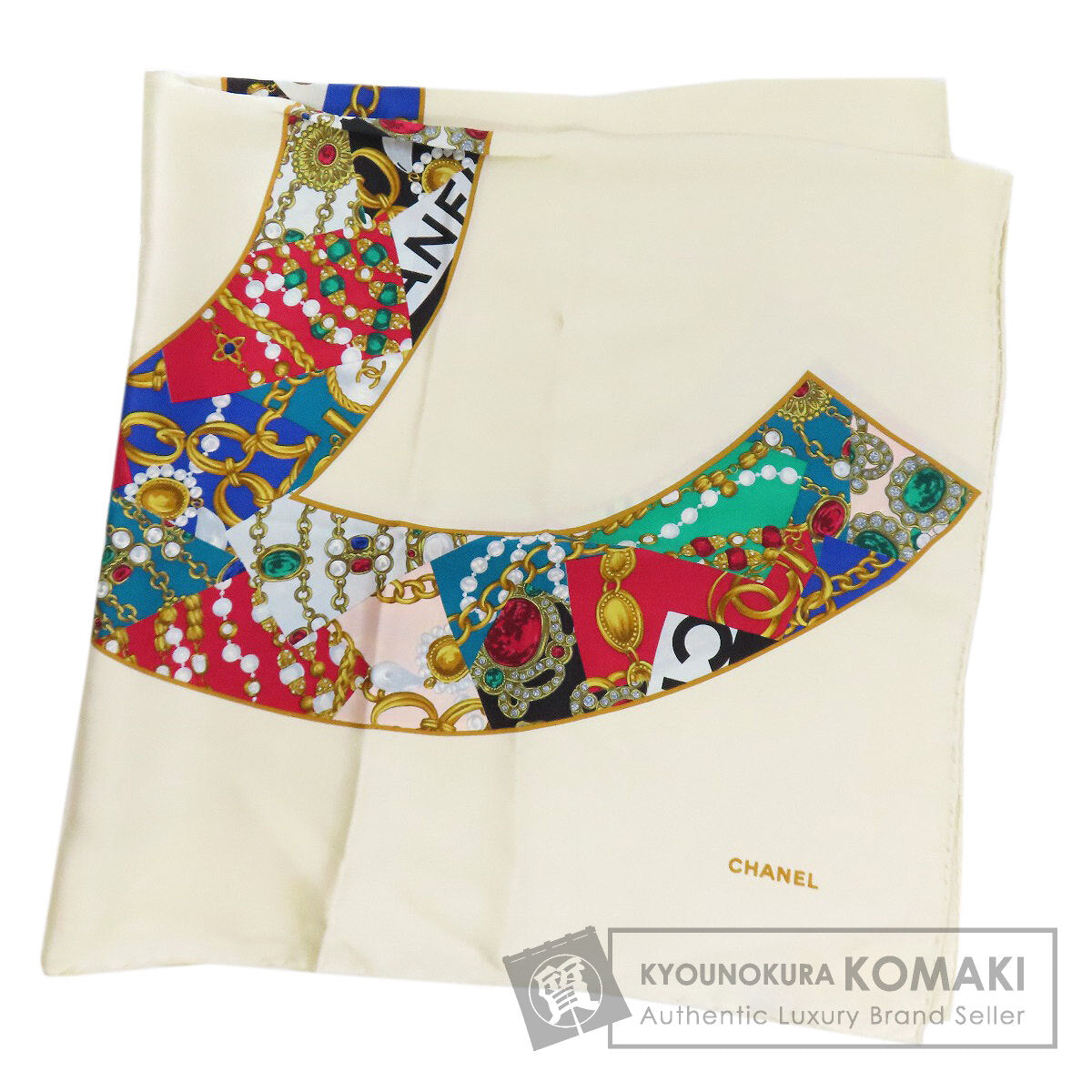 CHANEL Jewelry motif Scarf Silk Ladies [Used]