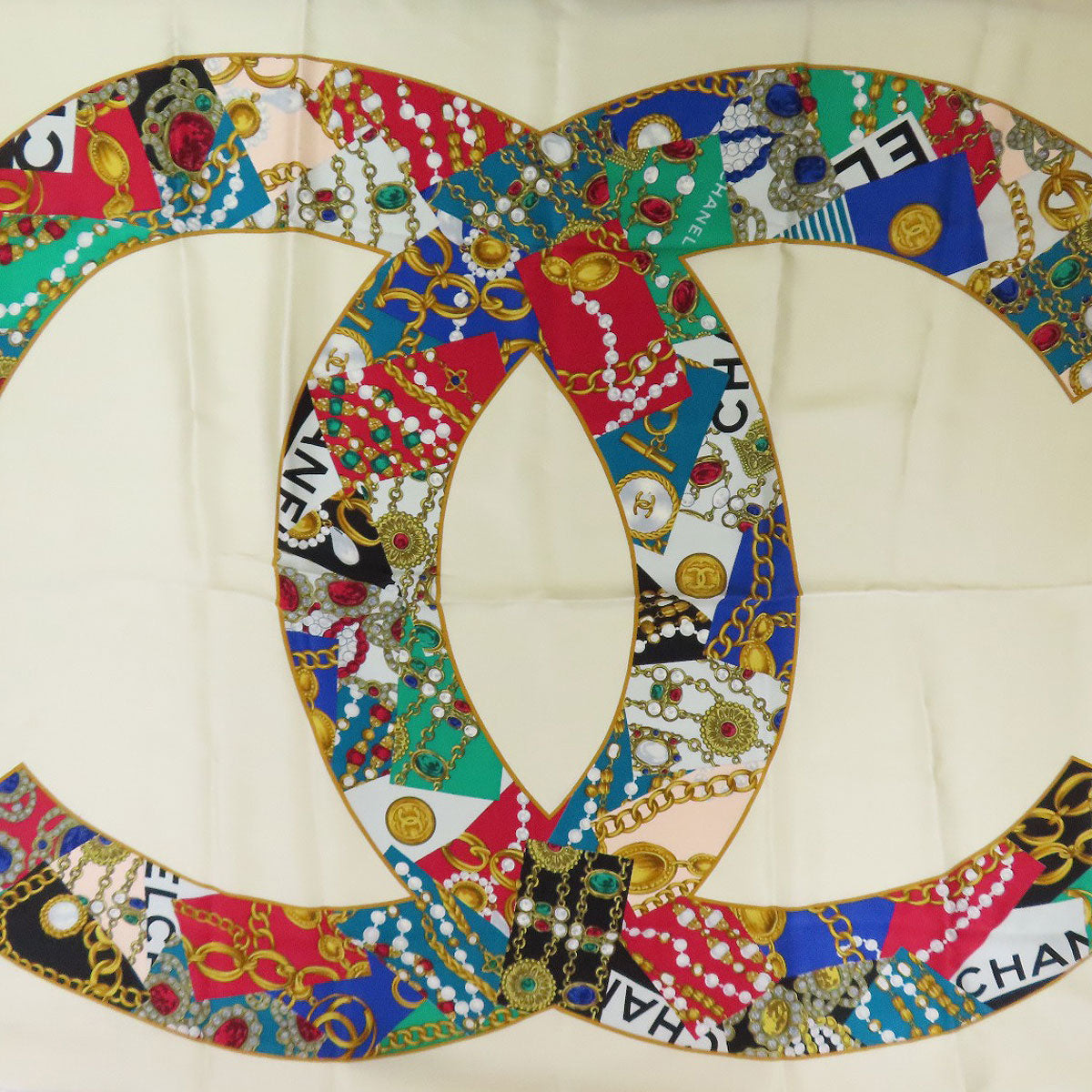 CHANEL Jewelry motif Scarf Silk Ladies [Used]