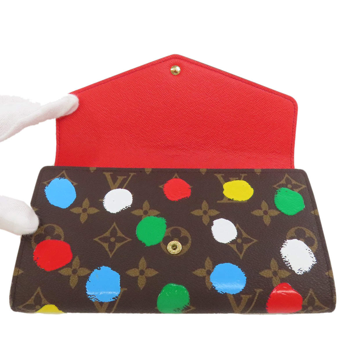 LOUIS VUITTON  M81980 Portefeiulle�ESarah Yayoi Kusama collaboration Long wallet (with coin pocket)  Monogram canvas Ladies [Used]