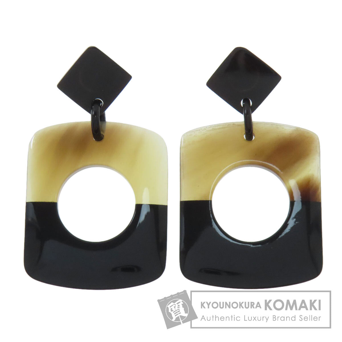 HERMES Dalva Bicolor earring Buffalo horn Ladies [Used]