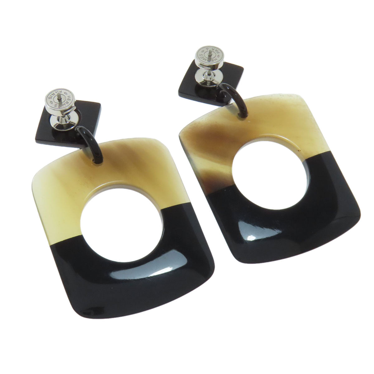 HERMES Dalva Bicolor earring Buffalo horn Ladies [Used]