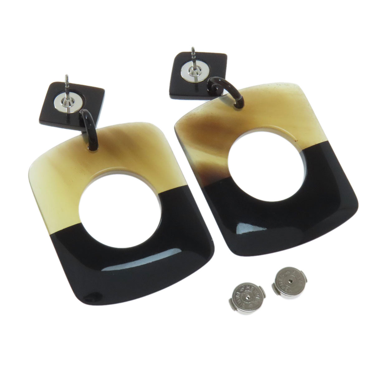 HERMES Dalva Bicolor earring Buffalo horn Ladies [Used]