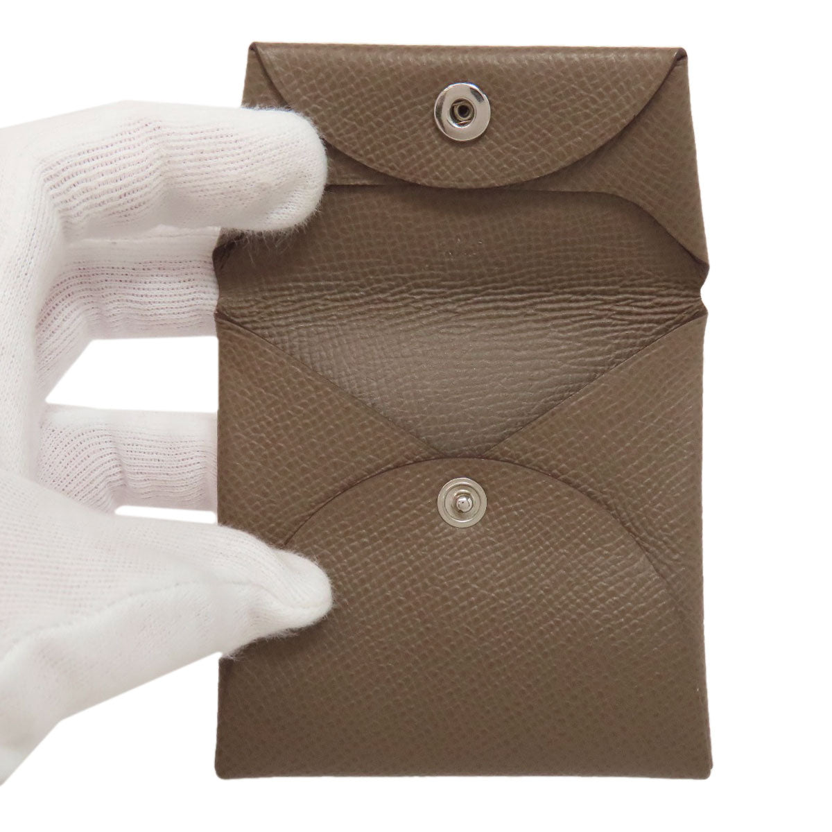 HERMES Bastia Etoupe SilverHardware coin purse Epsom Ladies [Used]