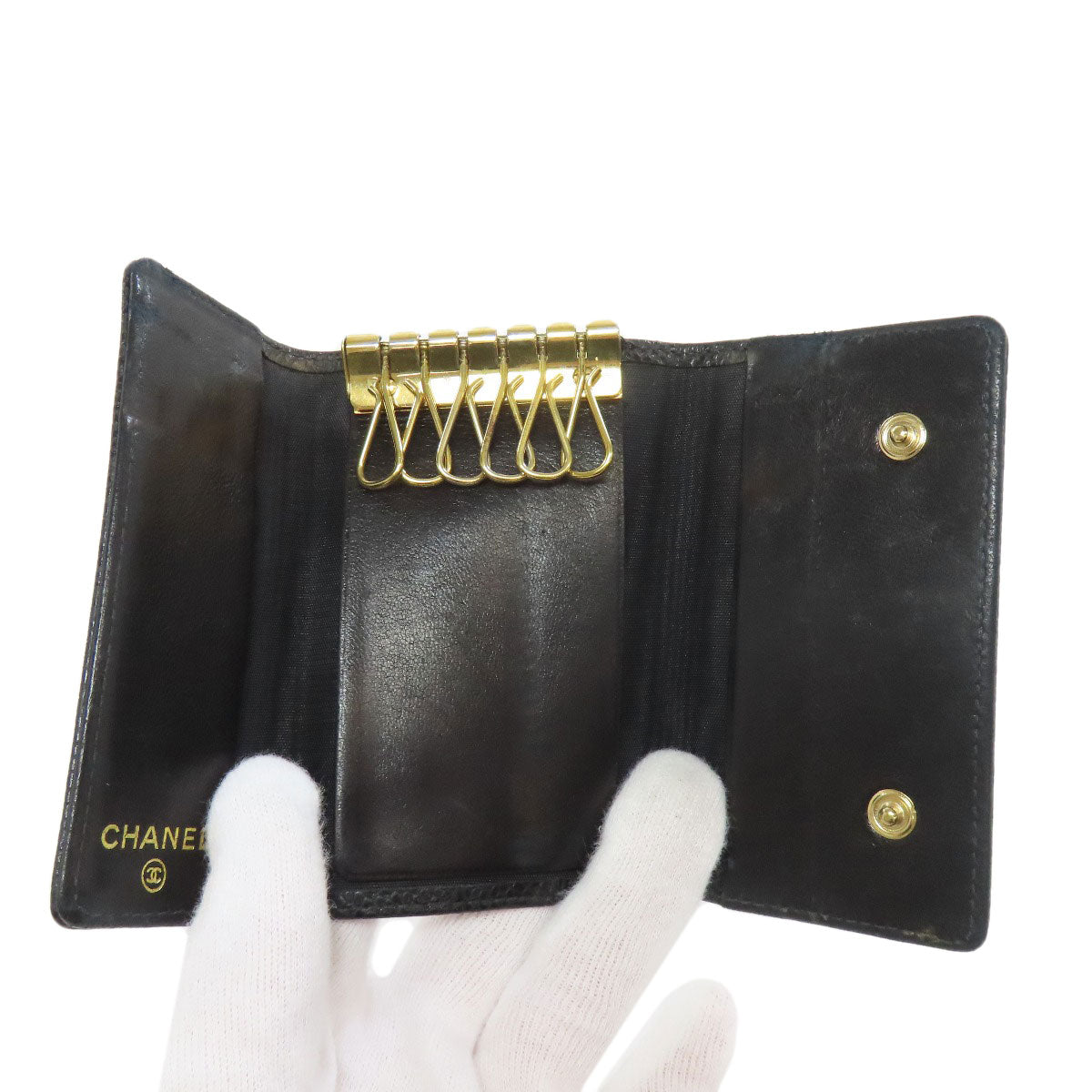 CHANEL COCO Mark GoldHardware key holder Grained Calfskin Skin Ladies [Used]