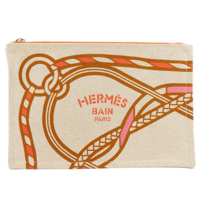 HERMES logo Accessory pouch Canvas Ladies [Used]