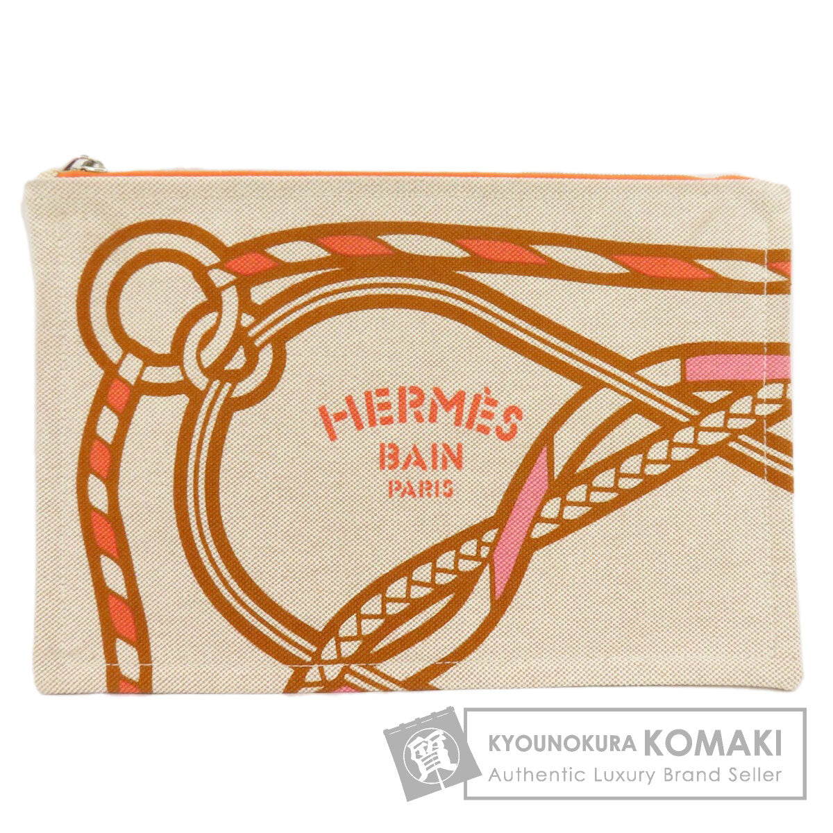 HERMES logo Accessory pouch Canvas Ladies [Used]