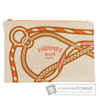 HERMES logo Accessory pouch Canvas Ladies [Used]