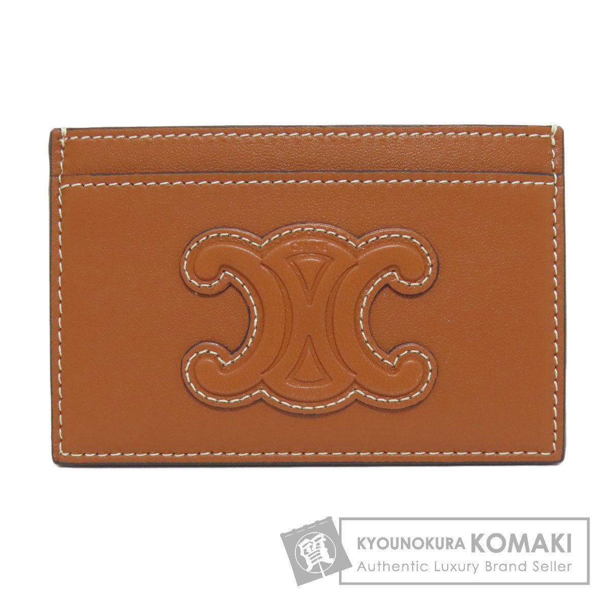 CELINE Triomphe Card Case Leather Ladies [Used]
