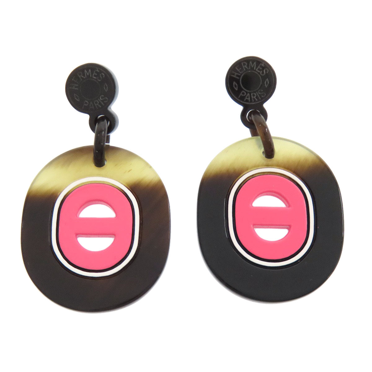 HERMES Fidelio Village PM earring Metal Buffalo hornLadies [Used]