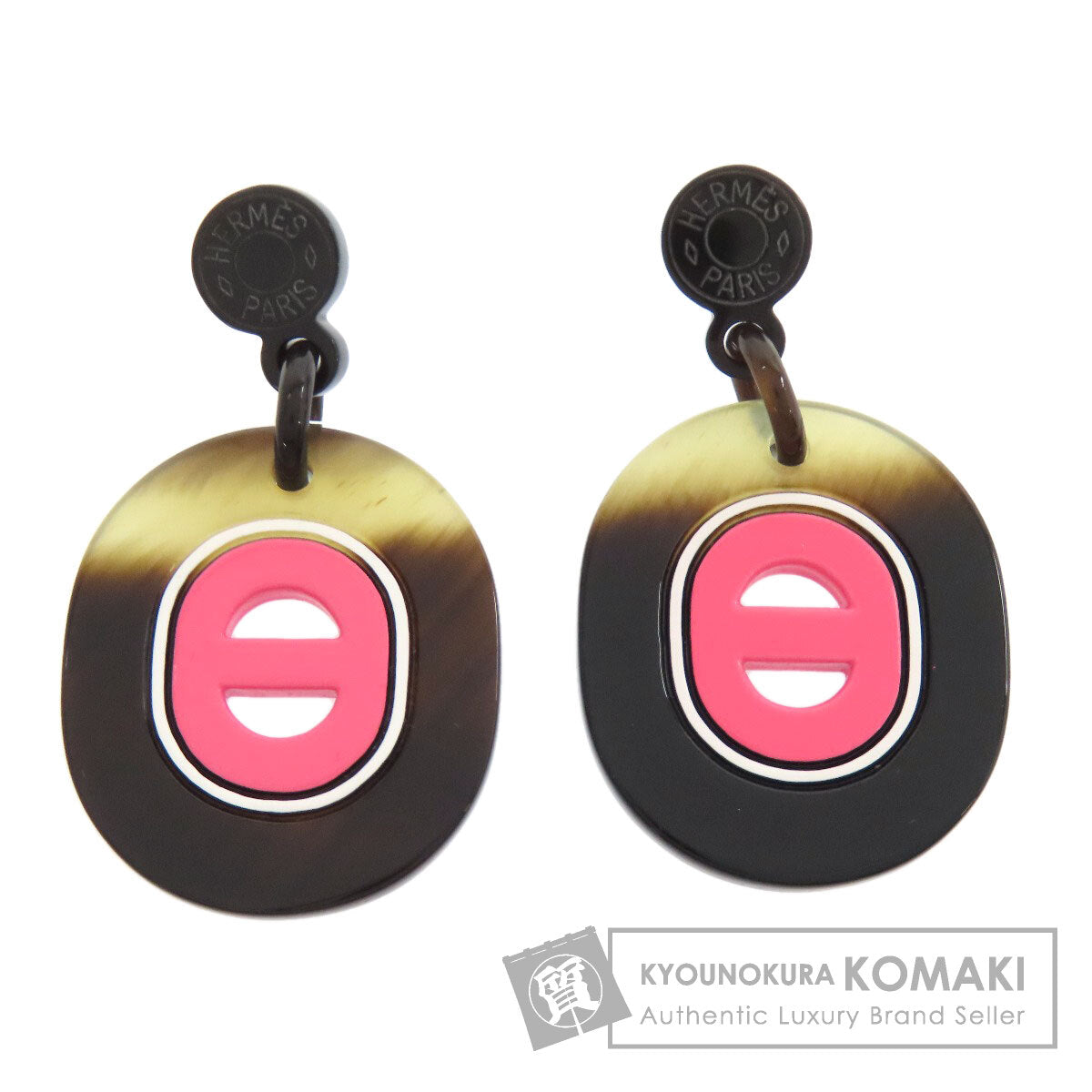 HERMES Fidelio Village PM earring Metal Buffalo hornLadies [Used]