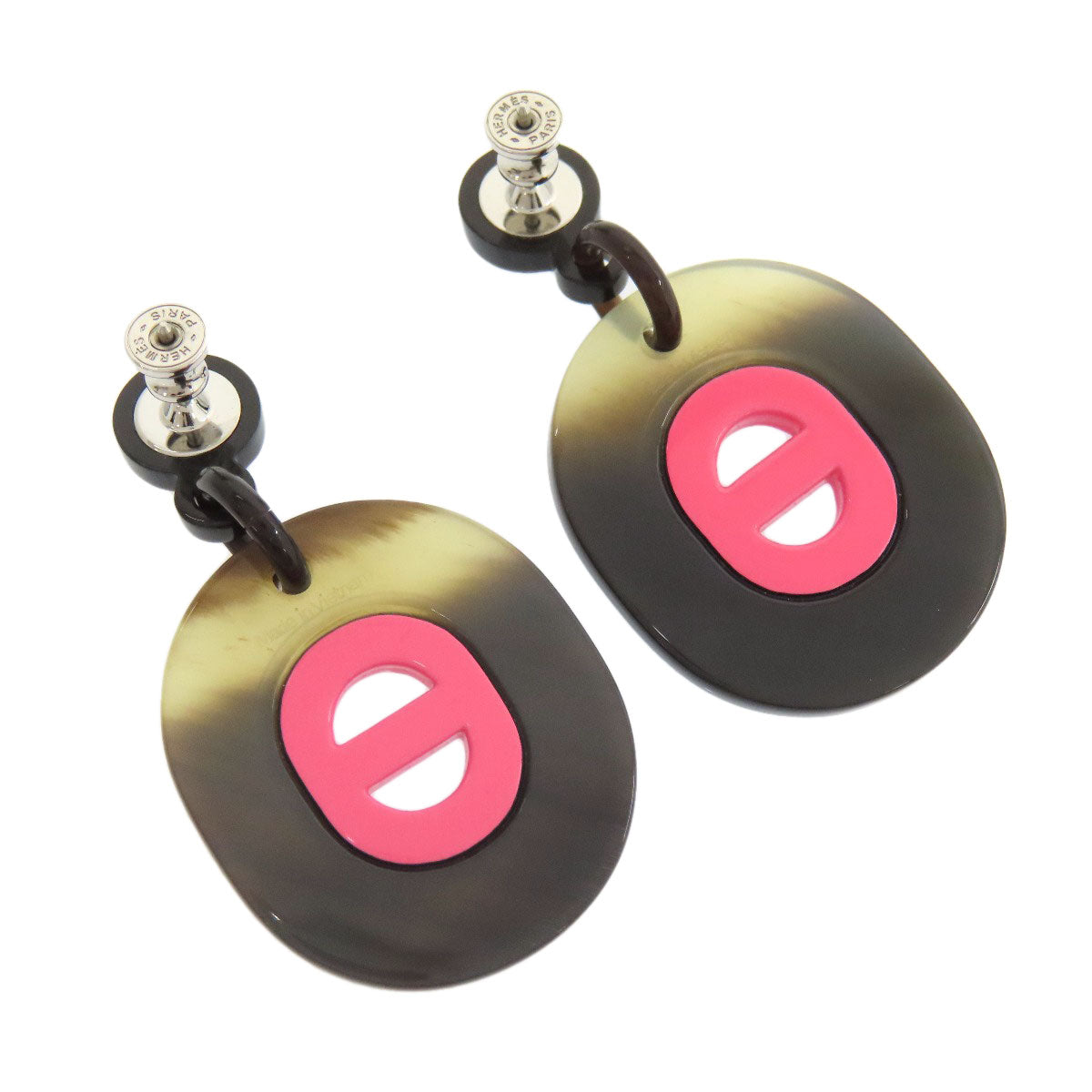 HERMES Fidelio Village PM earring Metal Buffalo hornLadies [Used]
