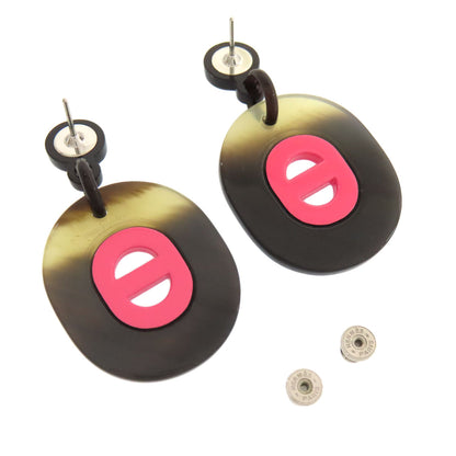 HERMES Fidelio Village PM earring Metal Buffalo hornLadies [Used]