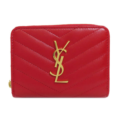 YVES SAINT LAURENT V stitch Bifold Wallet with Coin Pocket Calf Ladies [Used]