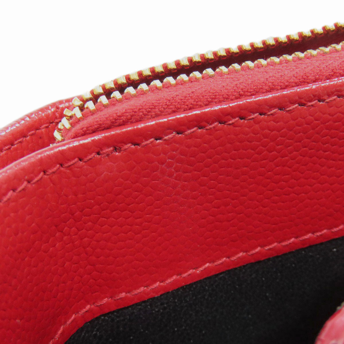 YVES SAINT LAURENT V stitch Bifold Wallet with Coin Pocket Calf Ladies [Used]