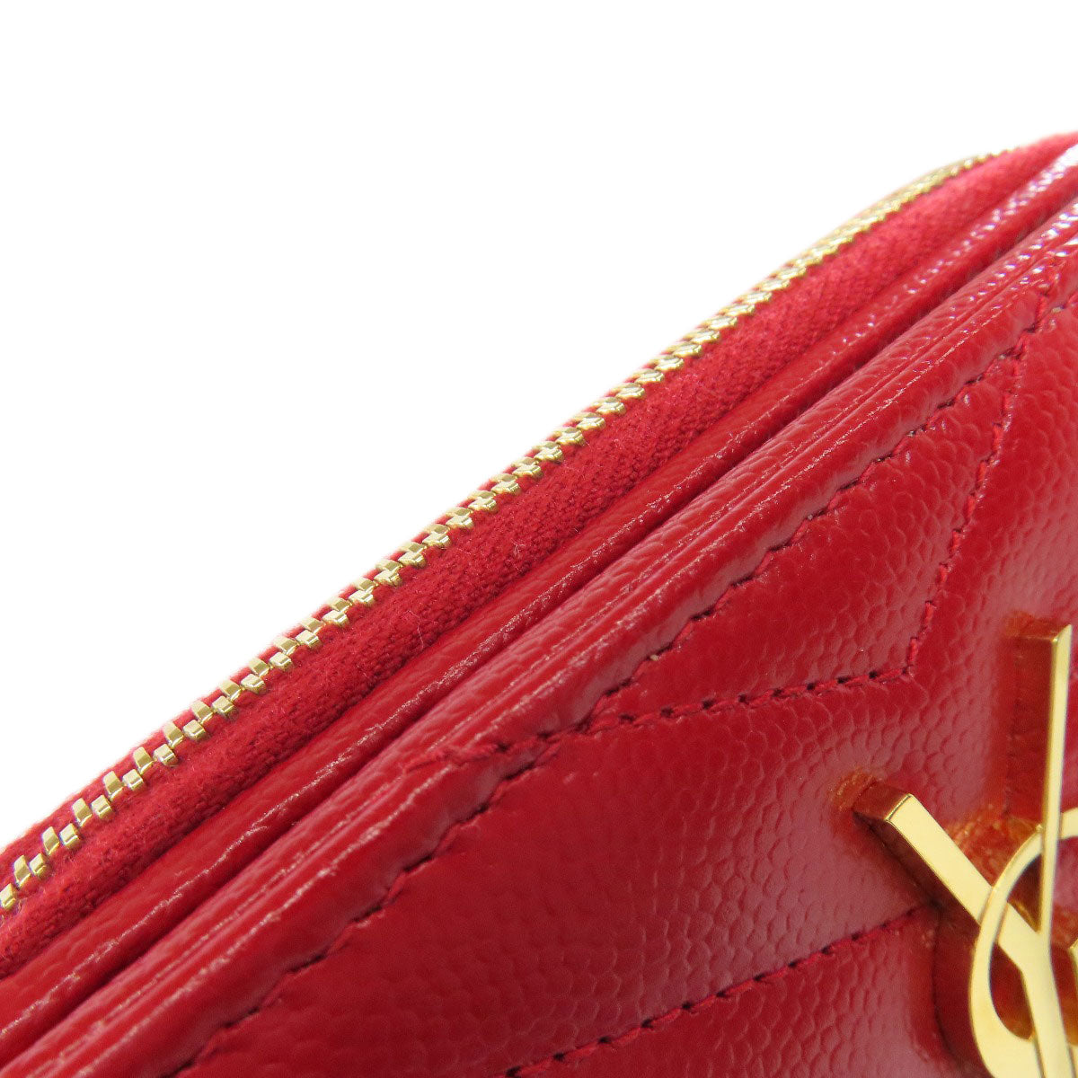 YVES SAINT LAURENT V stitch Bifold Wallet with Coin Pocket Calf Ladies [Used]