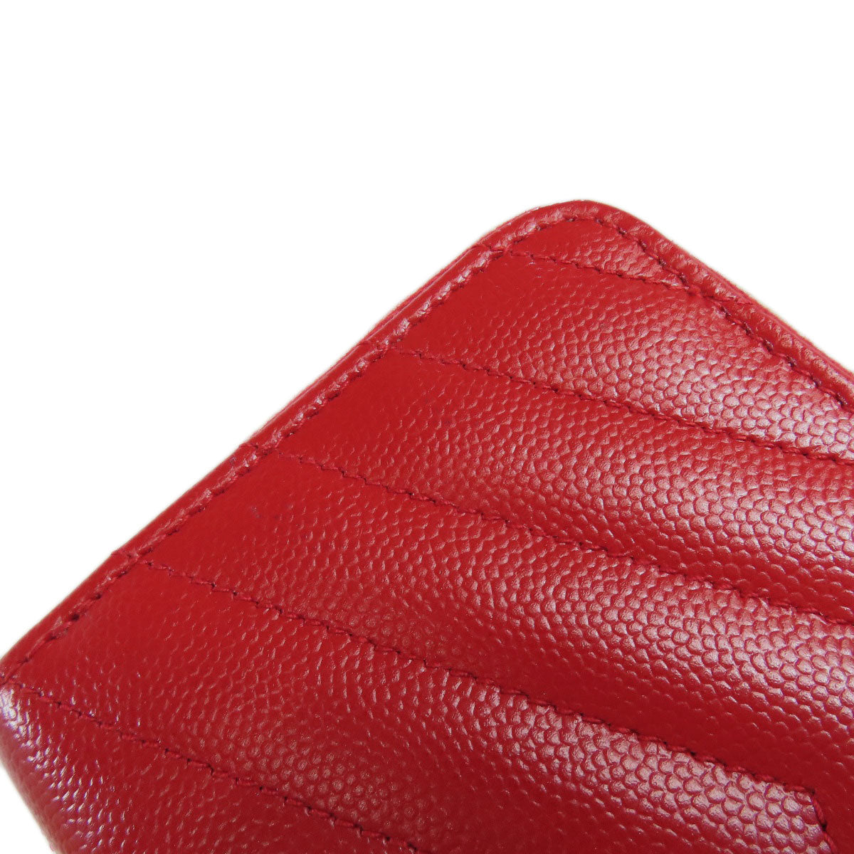 YVES SAINT LAURENT V stitch Bifold Wallet with Coin Pocket Calf Ladies [Used]