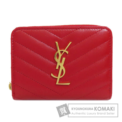 YVES SAINT LAURENT V stitch Bifold Wallet with Coin Pocket Calf Ladies [Used]