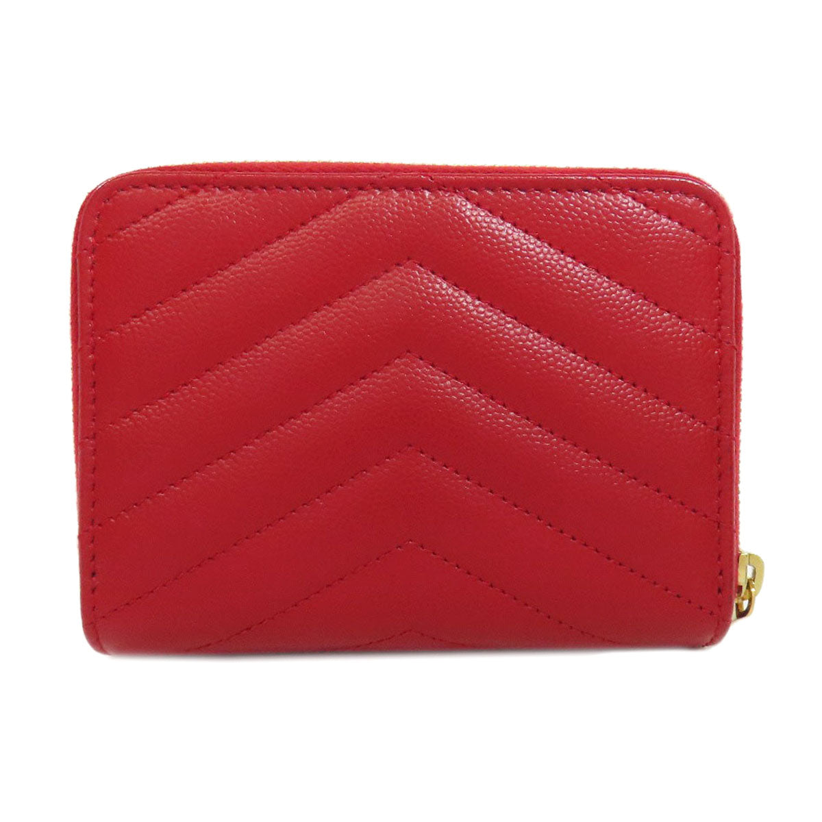 YVES SAINT LAURENT V stitch Bifold Wallet with Coin Pocket Calf Ladies [Used]