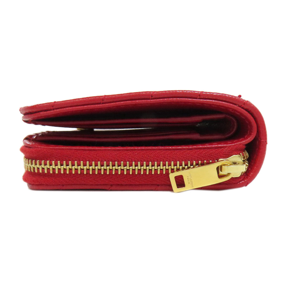 YVES SAINT LAURENT V stitch Bifold Wallet with Coin Pocket Calf Ladies [Used]