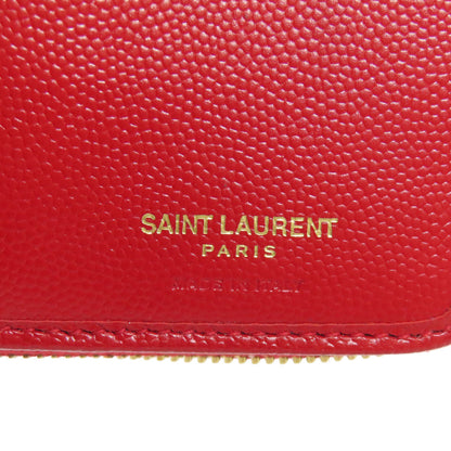 YVES SAINT LAURENT V stitch Bifold Wallet with Coin Pocket Calf Ladies [Used]