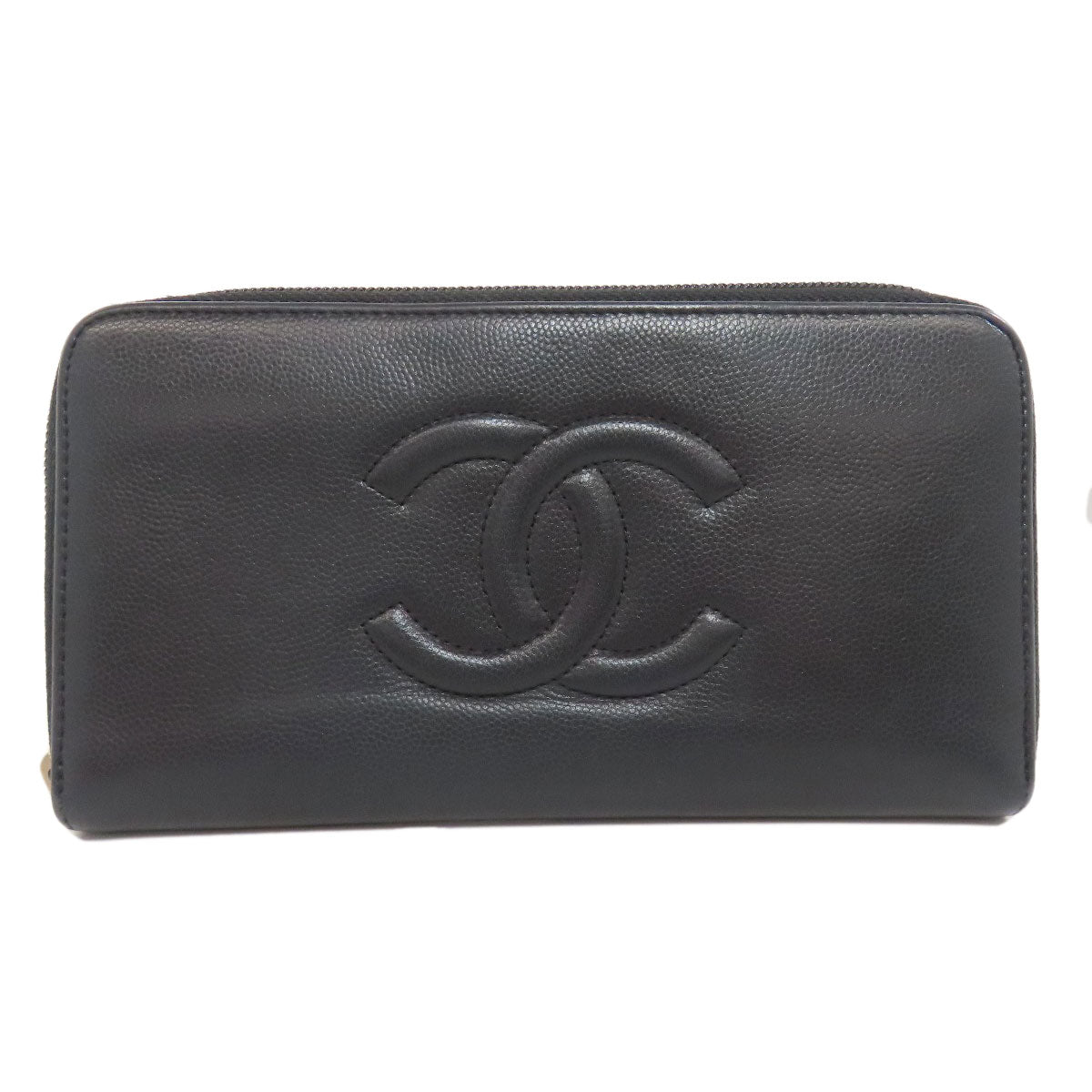 CHANEL Zip Around COCO Mark SilverHardware Long wallet (with coin pocket) Grained Calfskin Skin Ladies [Used]