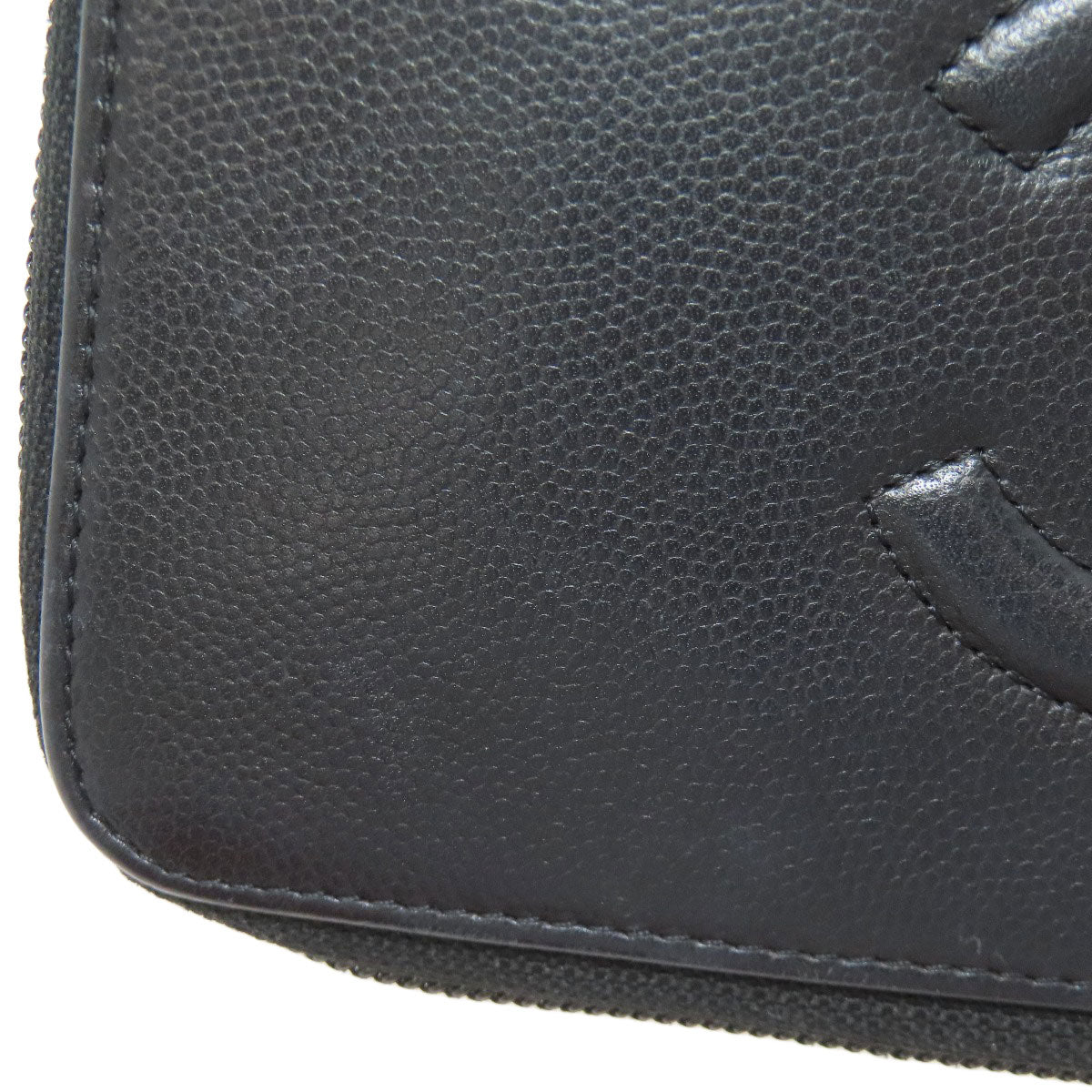 CHANEL Zip Around COCO Mark SilverHardware Long wallet (with coin pocket) Grained Calfskin Skin Ladies [Used]