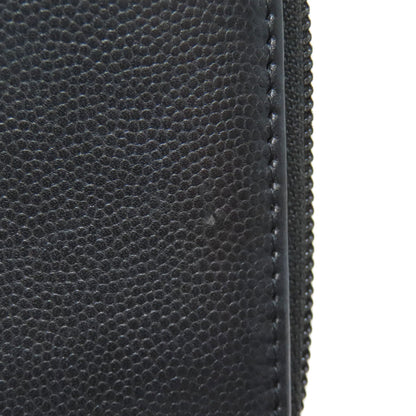 CHANEL Zip Around COCO Mark SilverHardware Long wallet (with coin pocket) Grained Calfskin Skin Ladies [Used]