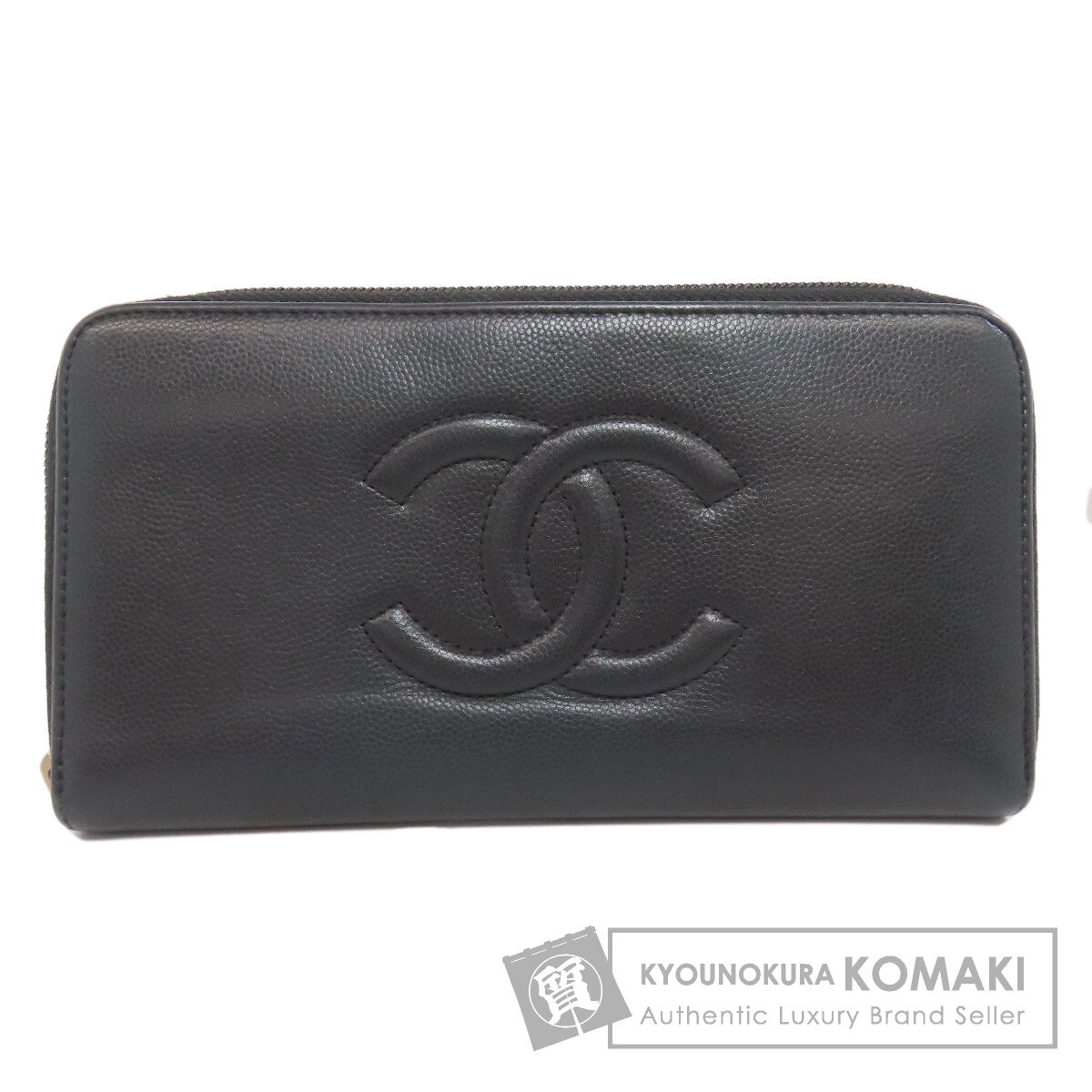 CHANEL Zip Around COCO Mark SilverHardware Long wallet (with coin pocket) Grained Calfskin Skin Ladies [Used]