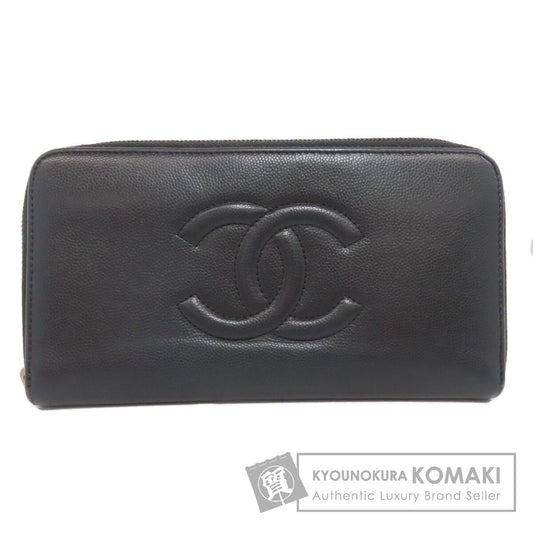 CHANEL Zip Around COCO Mark SilverHardware Long wallet (with coin pocket) Grained Calfskin Skin Ladies [Used]