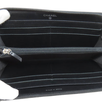 CHANEL Zip Around COCO Mark SilverHardware Long wallet (with coin pocket) Grained Calfskin Skin Ladies [Used]