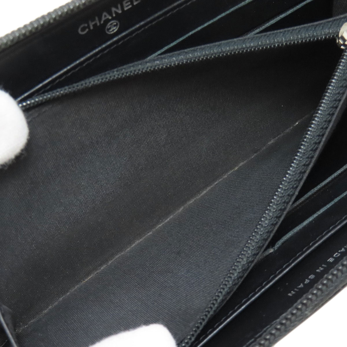 CHANEL Zip Around COCO Mark SilverHardware Long wallet (with coin pocket) Grained Calfskin Skin Ladies [Used]