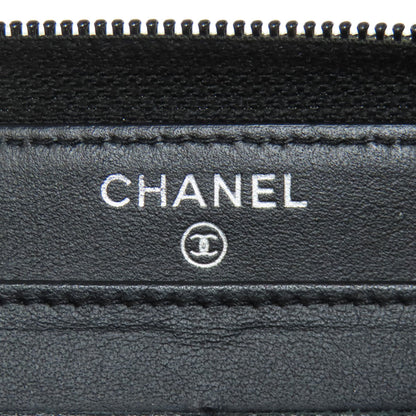 CHANEL Zip Around COCO Mark SilverHardware Long wallet (with coin pocket) Grained Calfskin Skin Ladies [Used]