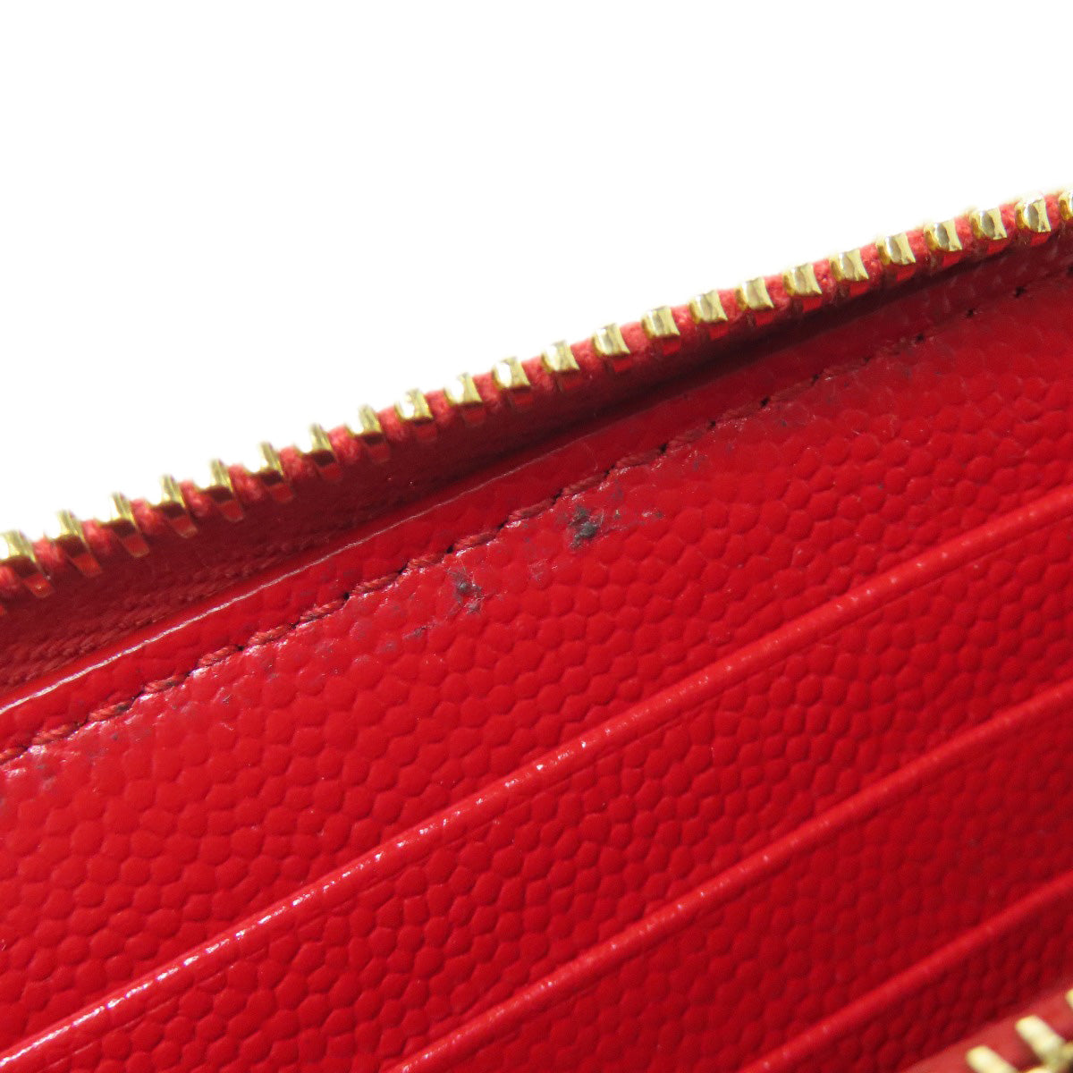 SAINT LAURENT V stitch logo Long wallet (with coin pocket) Calf Ladies [Used]