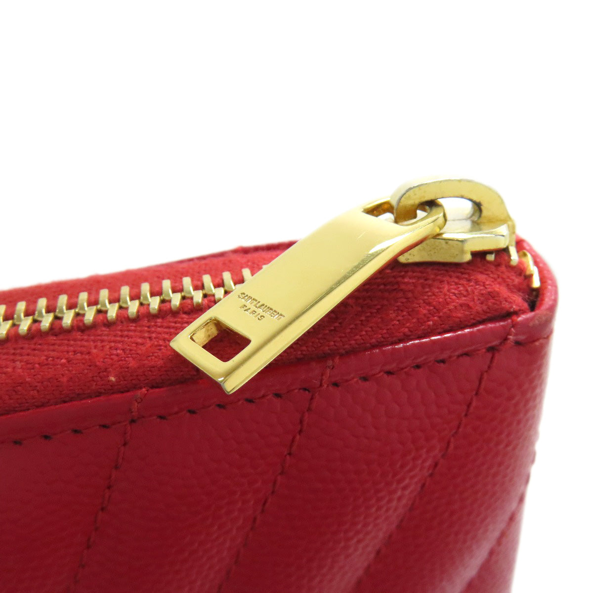 SAINT LAURENT V stitch logo Long wallet (with coin pocket) Calf Ladies [Used]