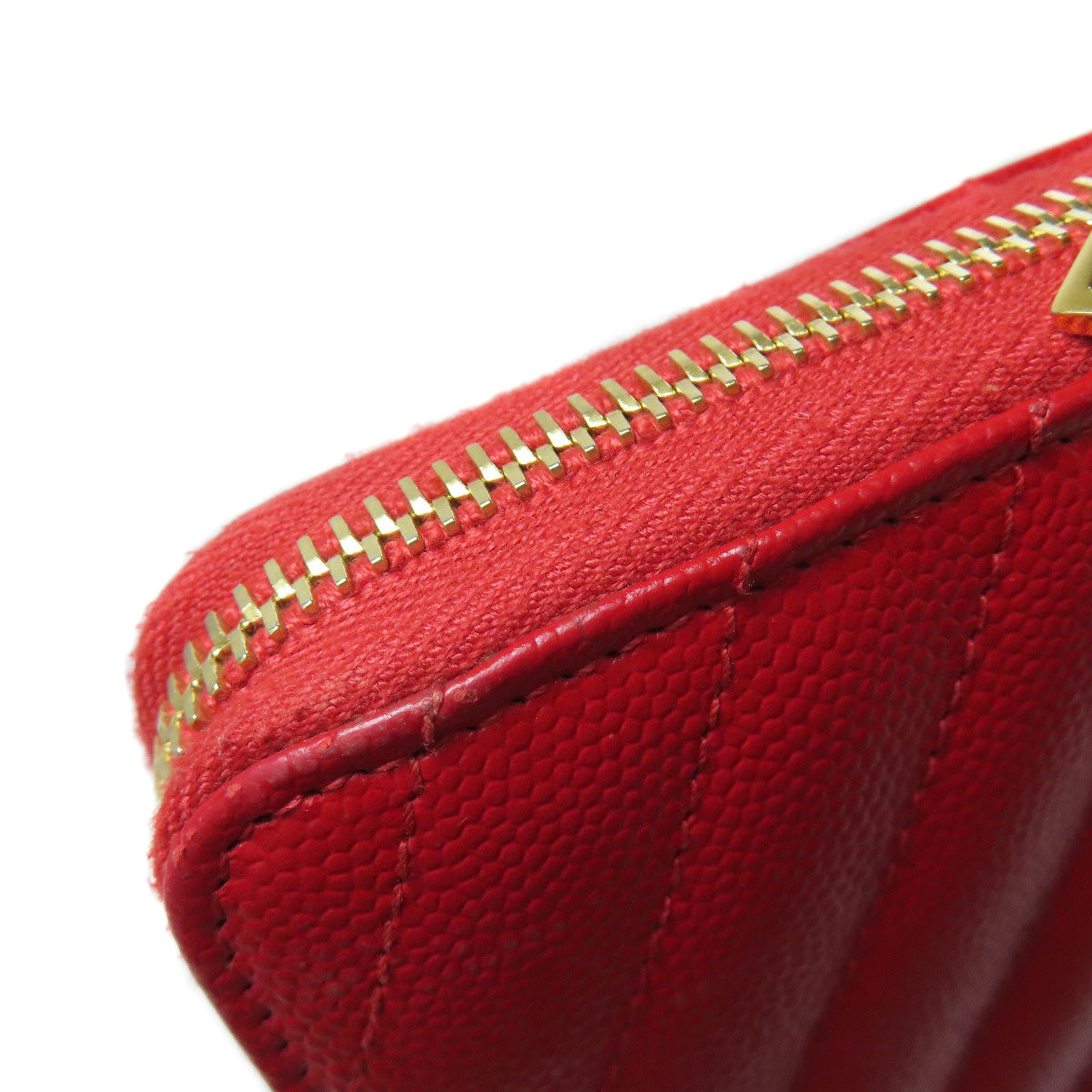 SAINT LAURENT V stitch logo Long wallet (with coin pocket) Calf Ladies [Used]