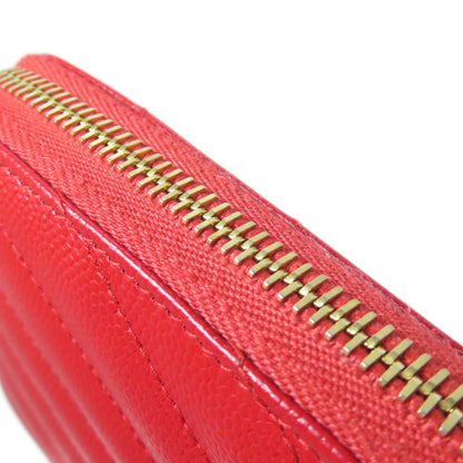 SAINT LAURENT V stitch logo Long wallet (with coin pocket) Calf Ladies [Used]