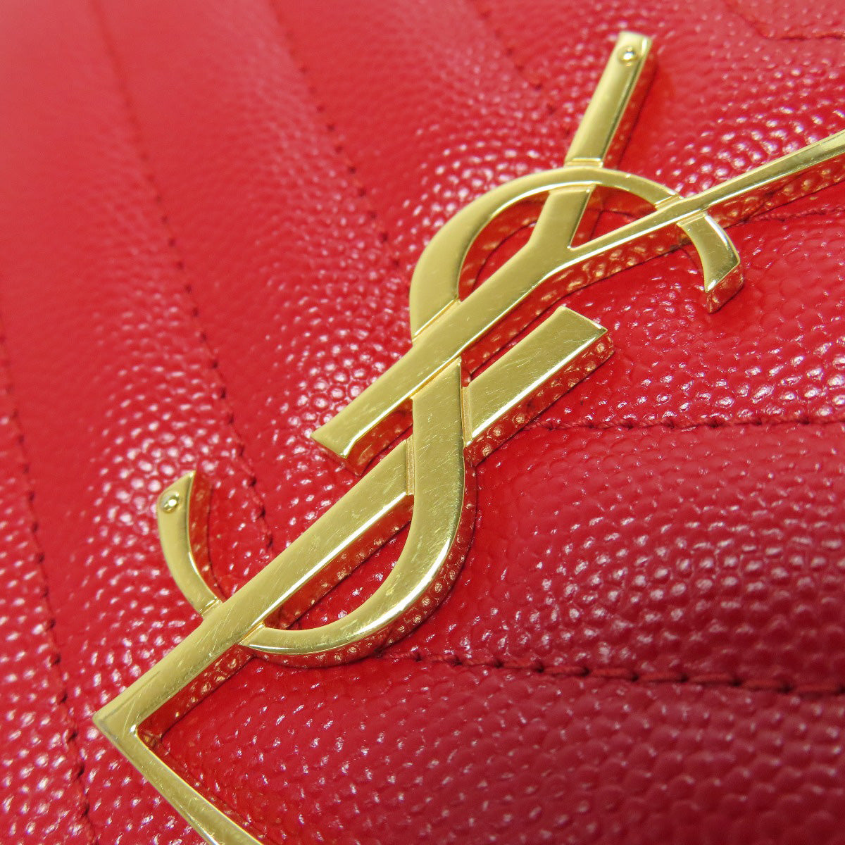 SAINT LAURENT V stitch logo Long wallet (with coin pocket) Calf Ladies [Used]