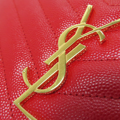 SAINT LAURENT V stitch logo Long wallet (with coin pocket) Calf Ladies [Used]