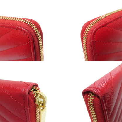 SAINT LAURENT V stitch logo Long wallet (with coin pocket) Calf Ladies [Used]
