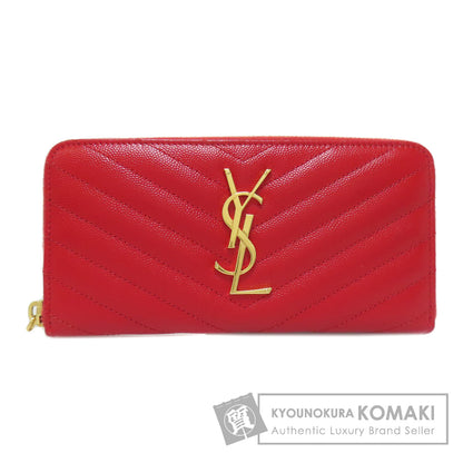SAINT LAURENT V stitch logo Long wallet (with coin pocket) Calf Ladies [Used]