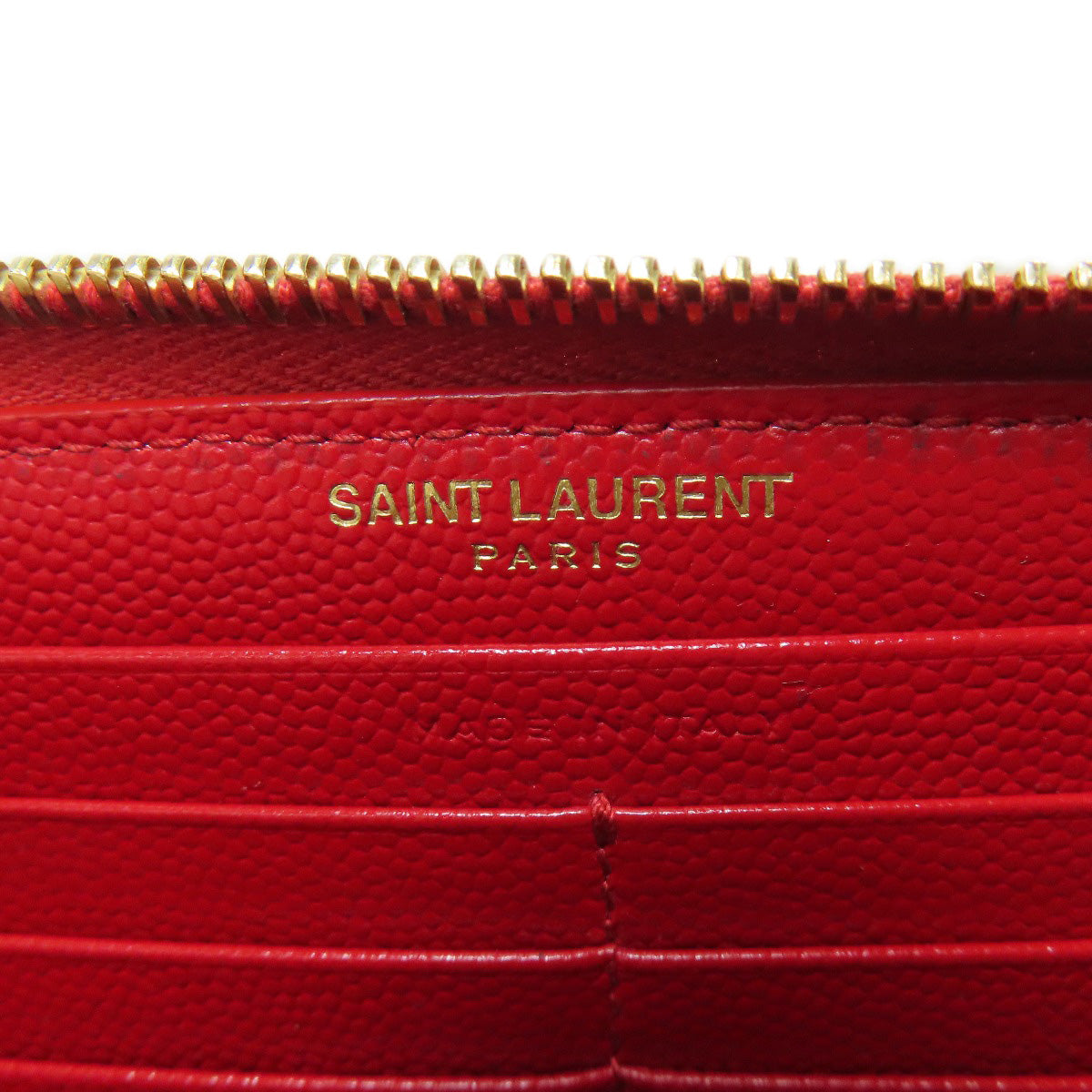 SAINT LAURENT V stitch logo Long wallet (with coin pocket) Calf Ladies [Used]
