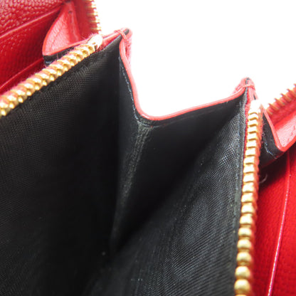 SAINT LAURENT V stitch logo Long wallet (with coin pocket) Calf Ladies [Used]