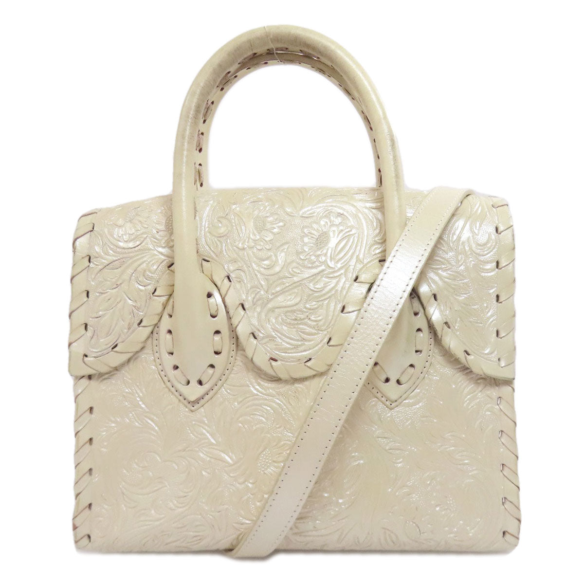 SELECT BAG Grace Continental Carving Tribes 2WAY Handbag Leather Ladies [Used]