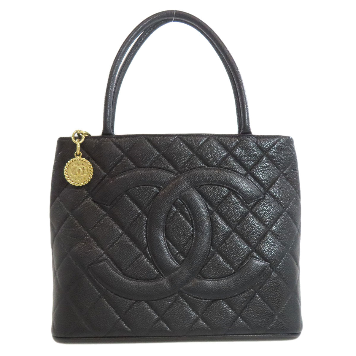 CHANEL Medallion GoldHardware Tote Bag Grained Calfskin Skin Ladies [Used]