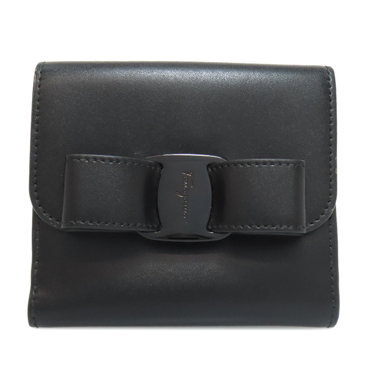 Salvatore Ferragamo Vara ribbon Bifold Wallet with Coin Pocket Leather Ladies [Used]