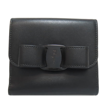 Salvatore Ferragamo Vara ribbon Bifold Wallet with Coin Pocket Leather Ladies [Used]